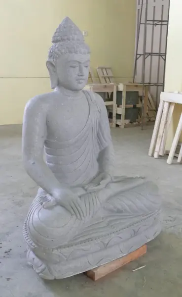 Product image 3 of the product “Seated Buddha made of Riverstone in Bhumisparsha - gesture of touching the earth. 125 cm height. ”